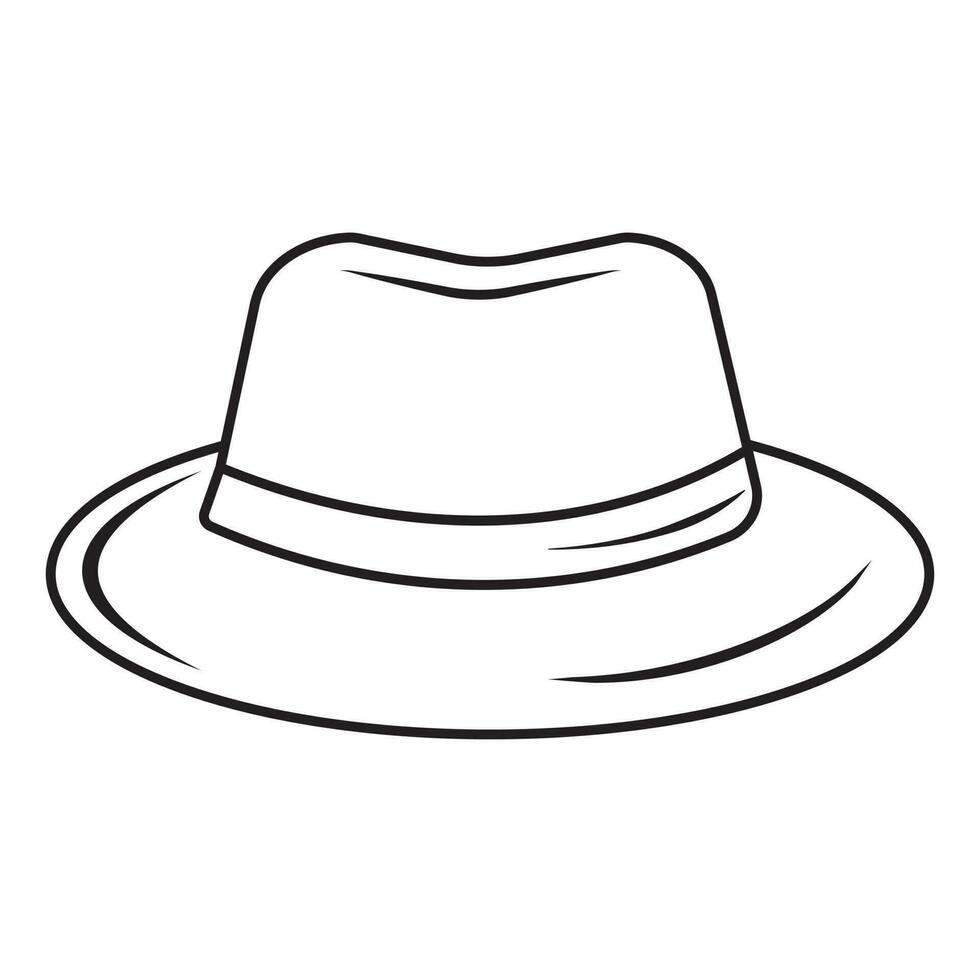 Contour image of a man's hat on a white background. Vector illustration, print for background, print on fabric, paper, wallpaper, packaging.