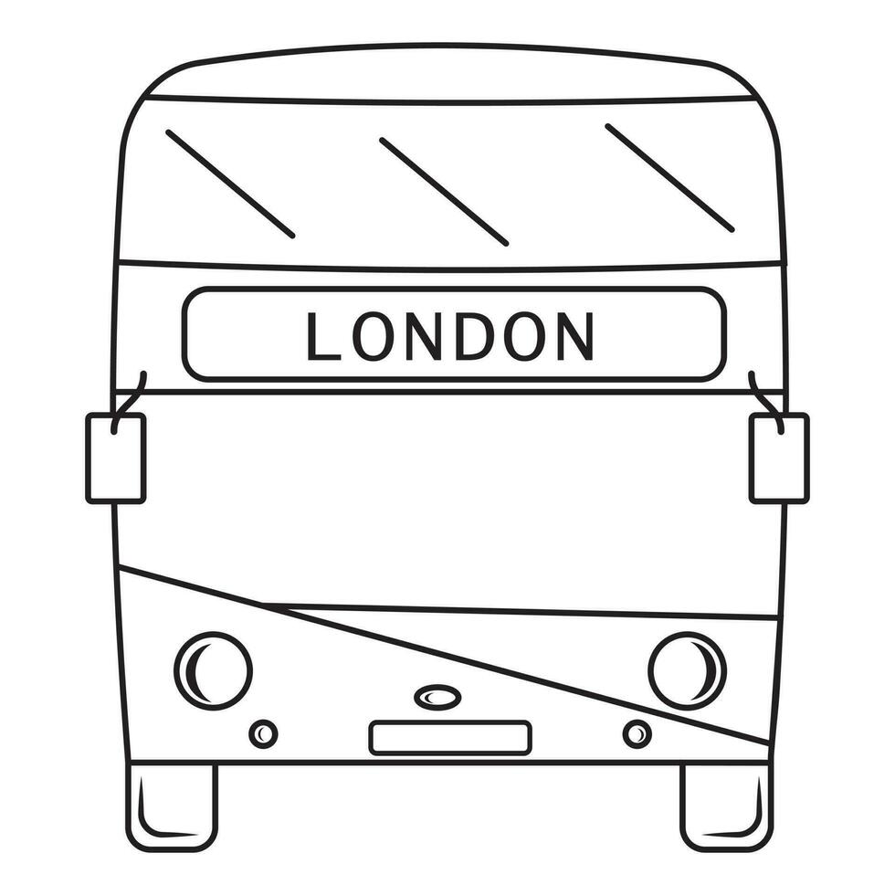 Double-decker London bus city transport double decker sightseeing contour outline line icon black color vector illustration image thin flat style