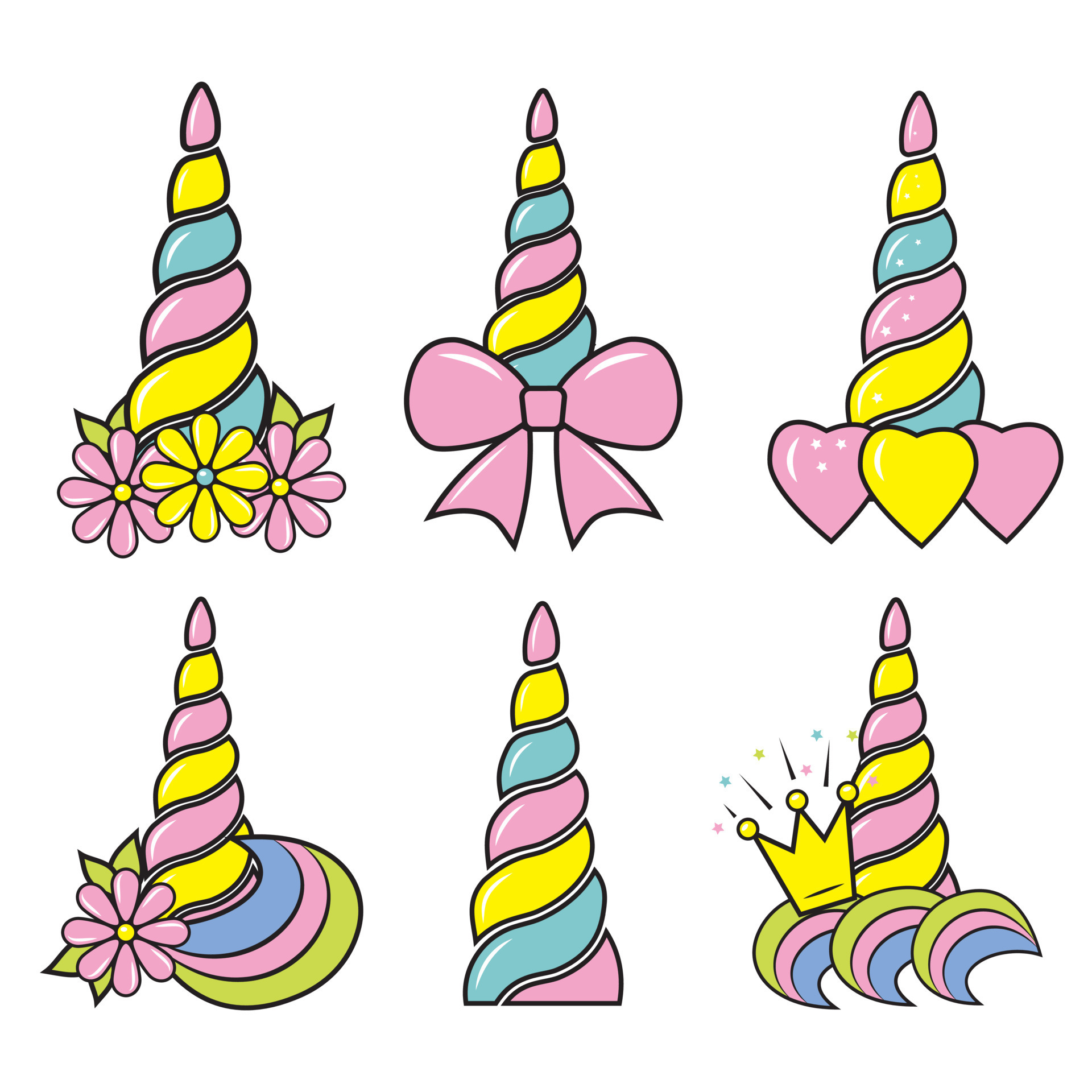 Colored unicorn horn. Color isolated vector illustration in cartoon style.  24459862 Vector Art at Vecteezy