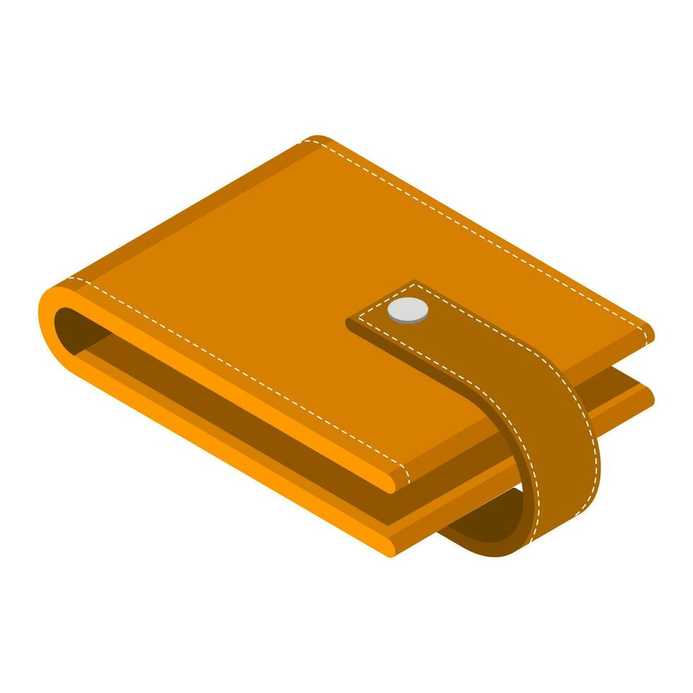 3D illustration of wallet in brown color. vector