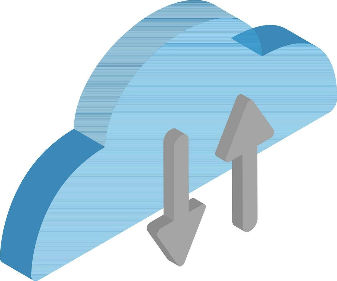 Cloud storage or cloud data transfer icon in 3d style. vector