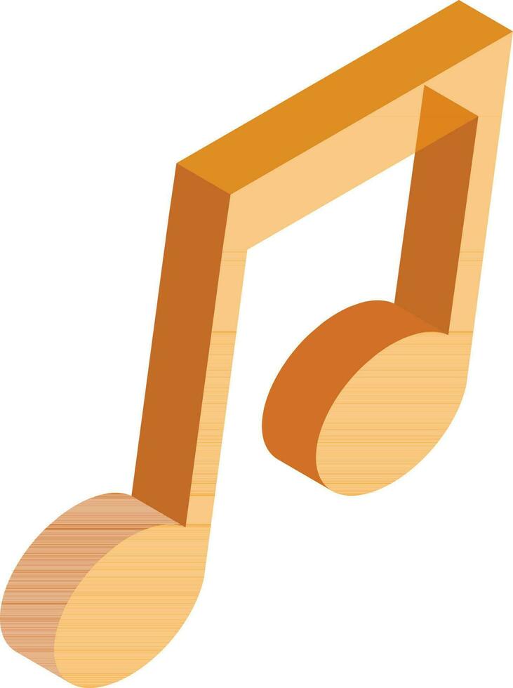 isométrica música Nota icono en naranja color. vector