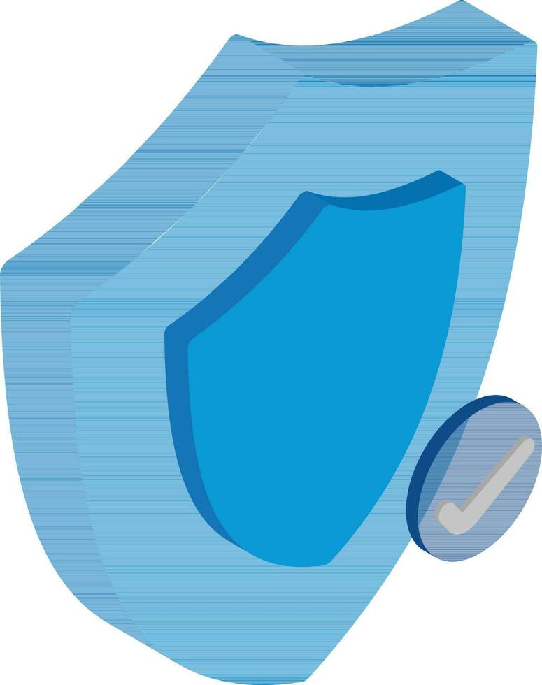 3D illustration of approval shield icon in blue color. vector