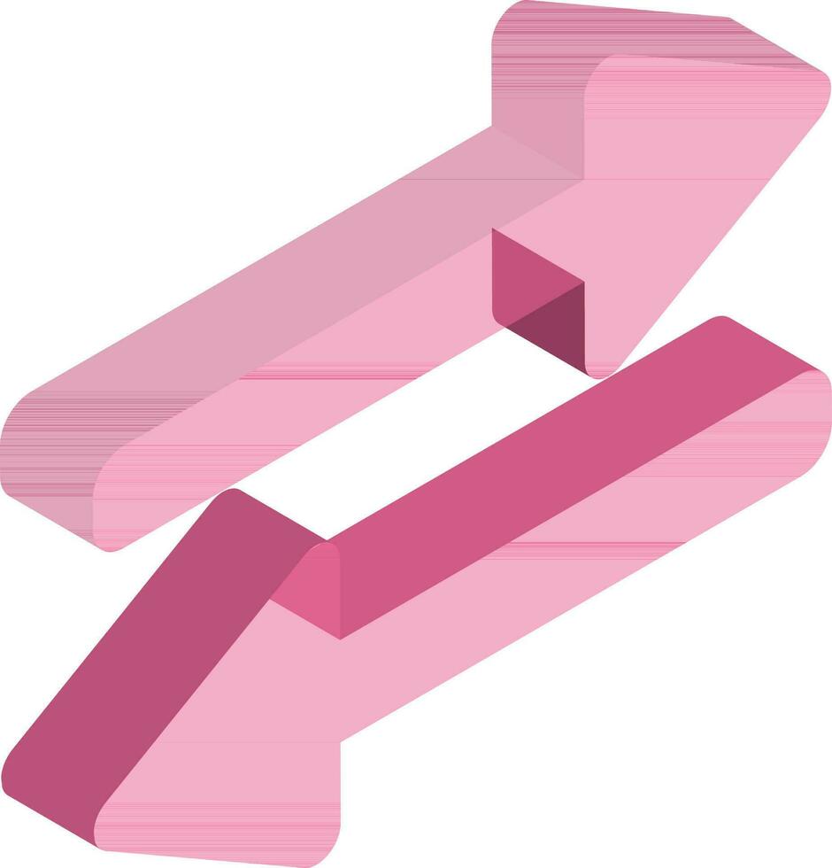 3D transfer or exchange icon in pink color. vector