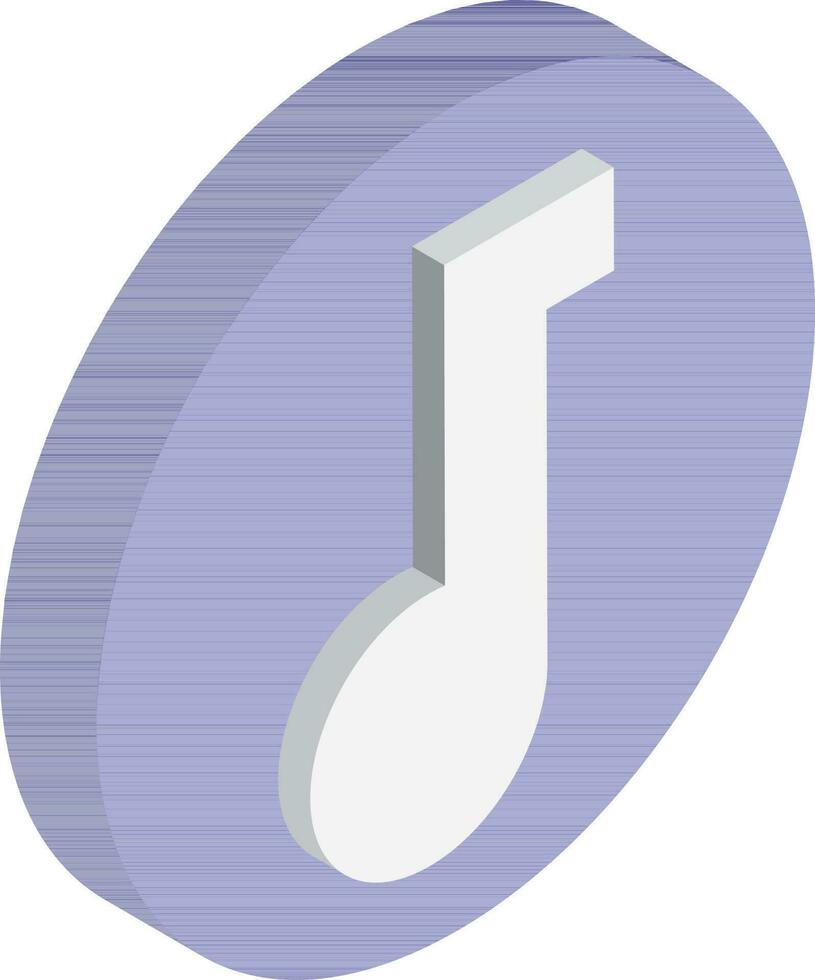 Musical note button icon in 3d style. vector