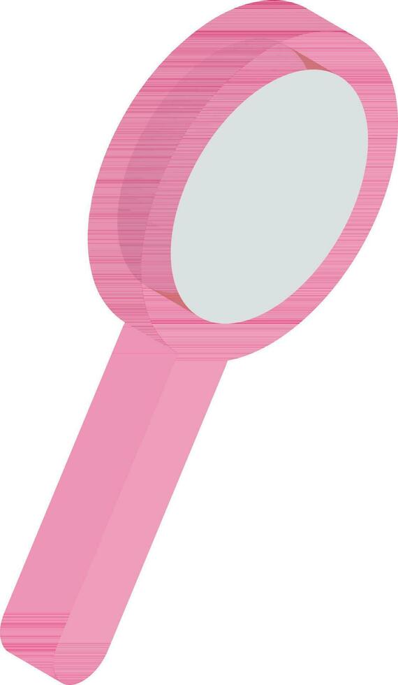 Isometric magnifying glass icon in pink color. vector