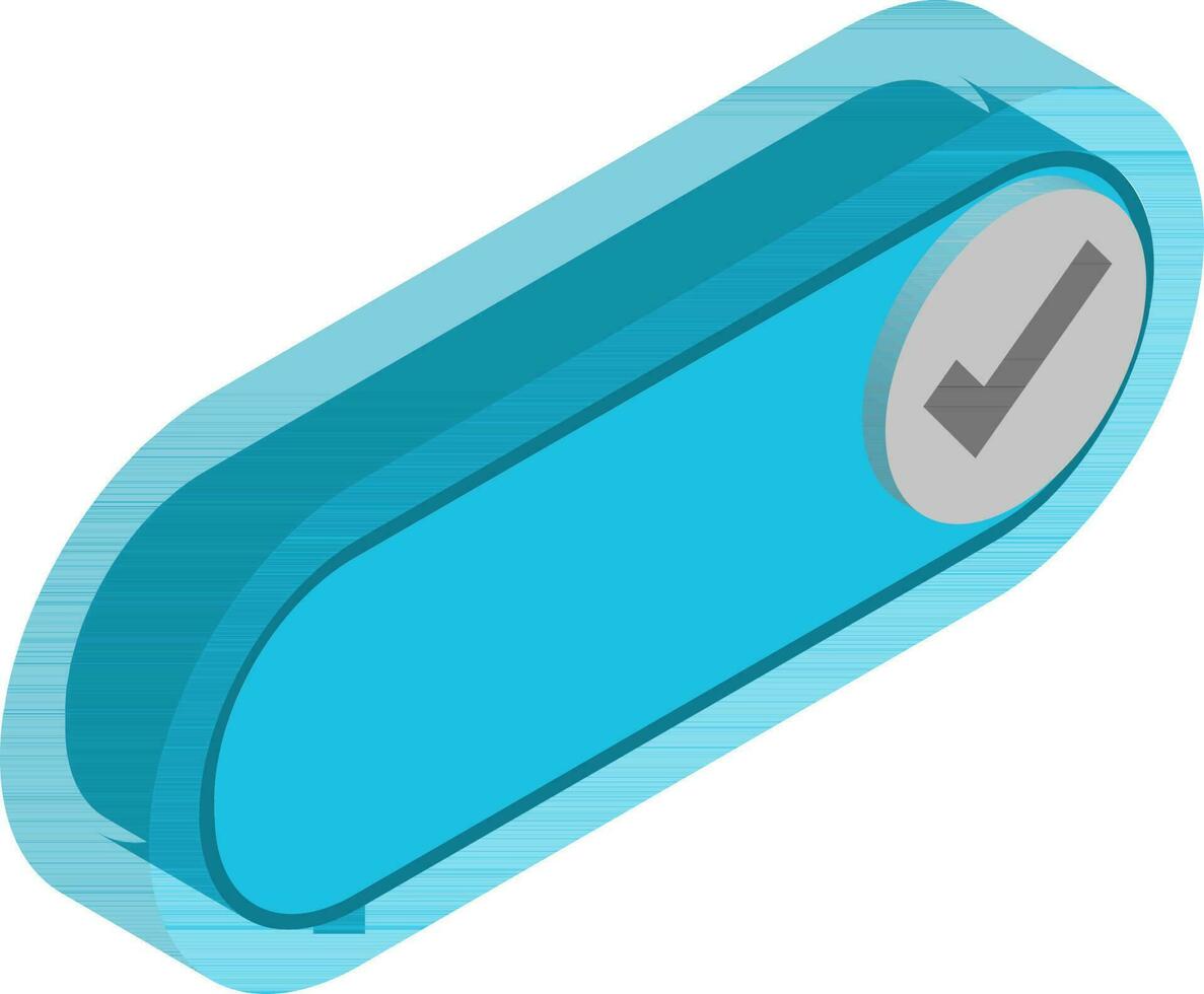 Confirm or switch on button icon in 3d style. vector