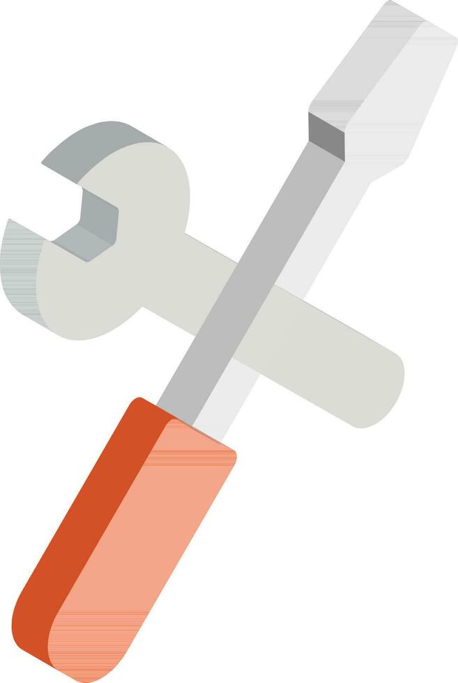 Wrench and screwdriver icon in 3d style. vector