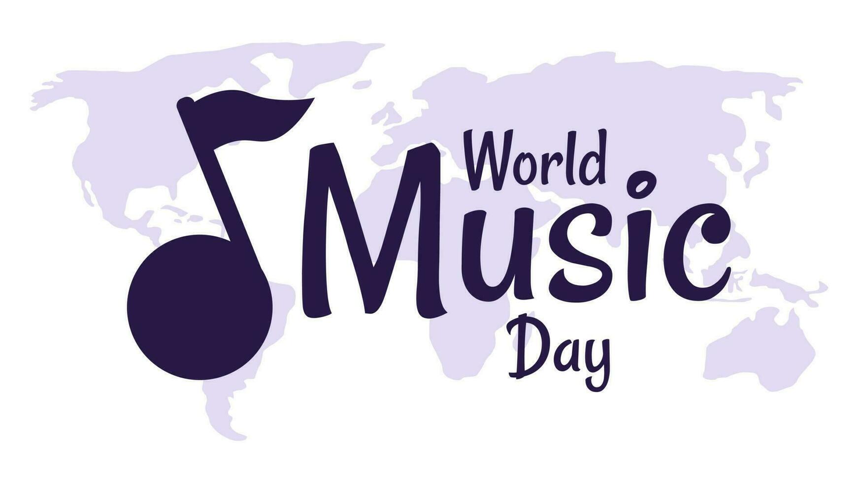 World music day poster with tones icon and world map background in flat design style vector