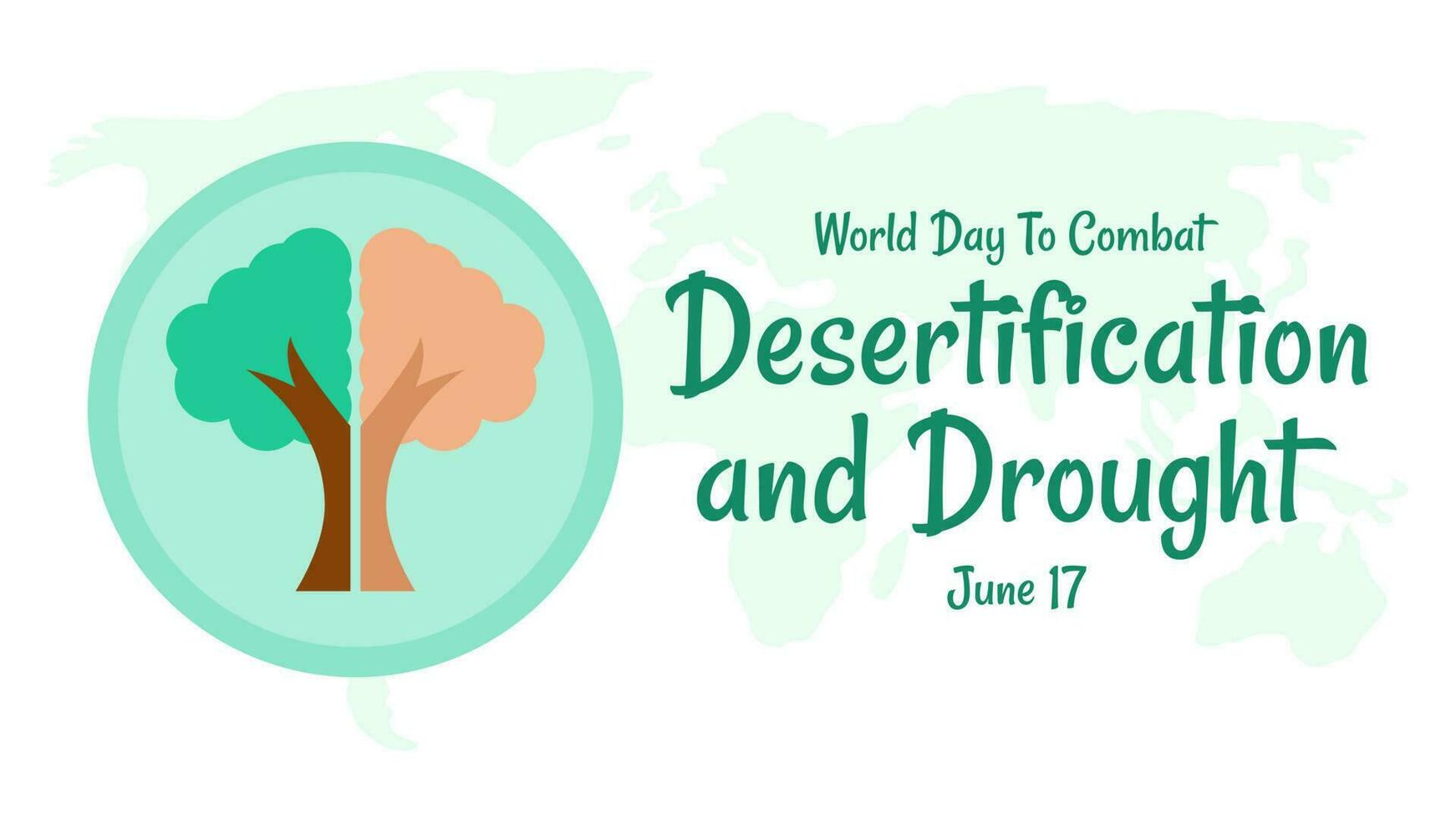 World Day to Combat Desertification and Drought poster with tree icon and global map in flat design vector