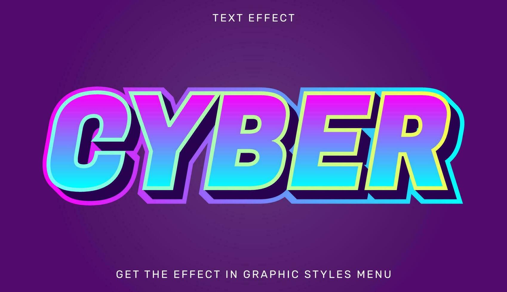 Cyber editable text effect in 3d style vector