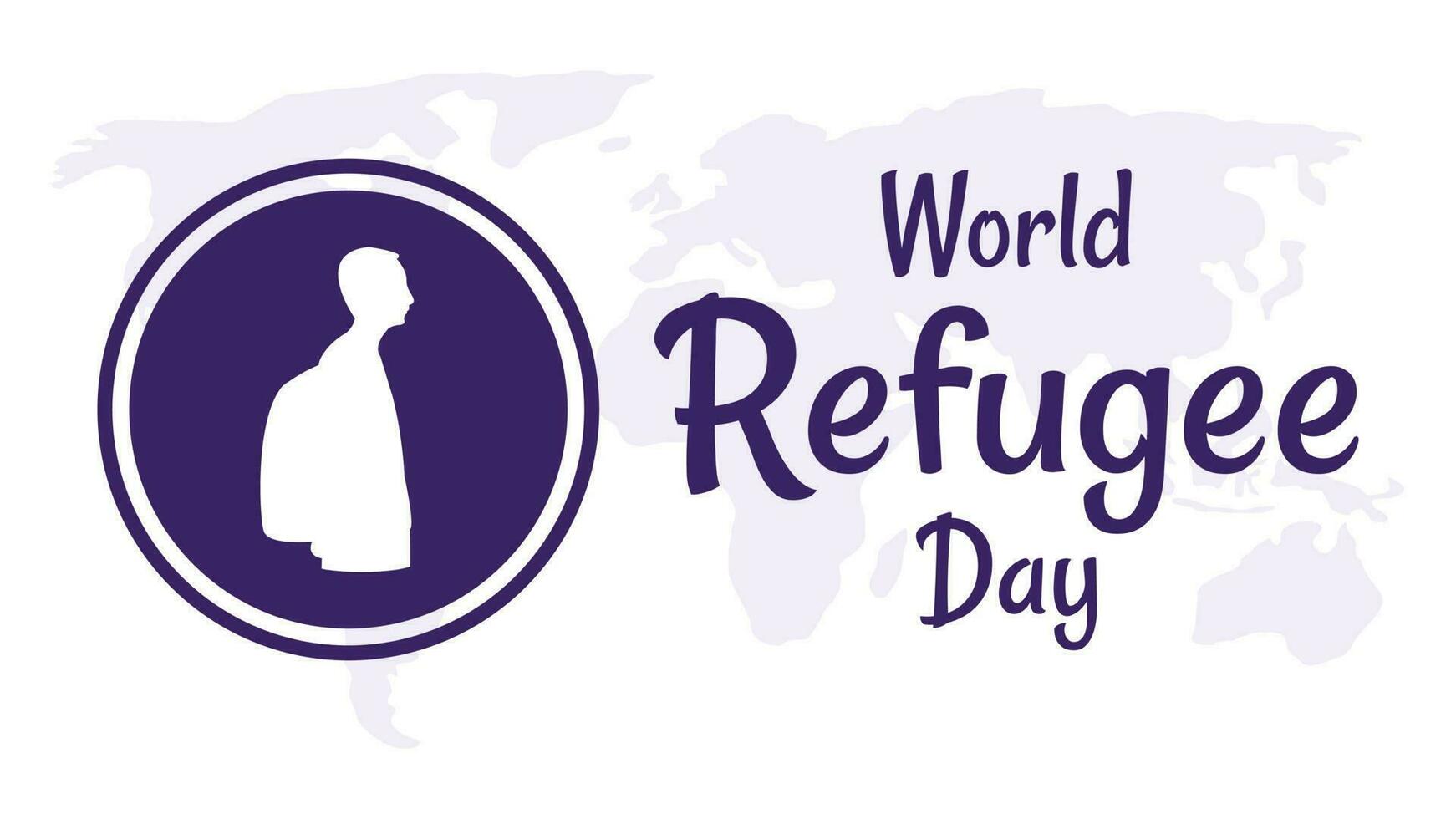 Vector illustration of world refugee day with icon of man wearing big backpack in flat design