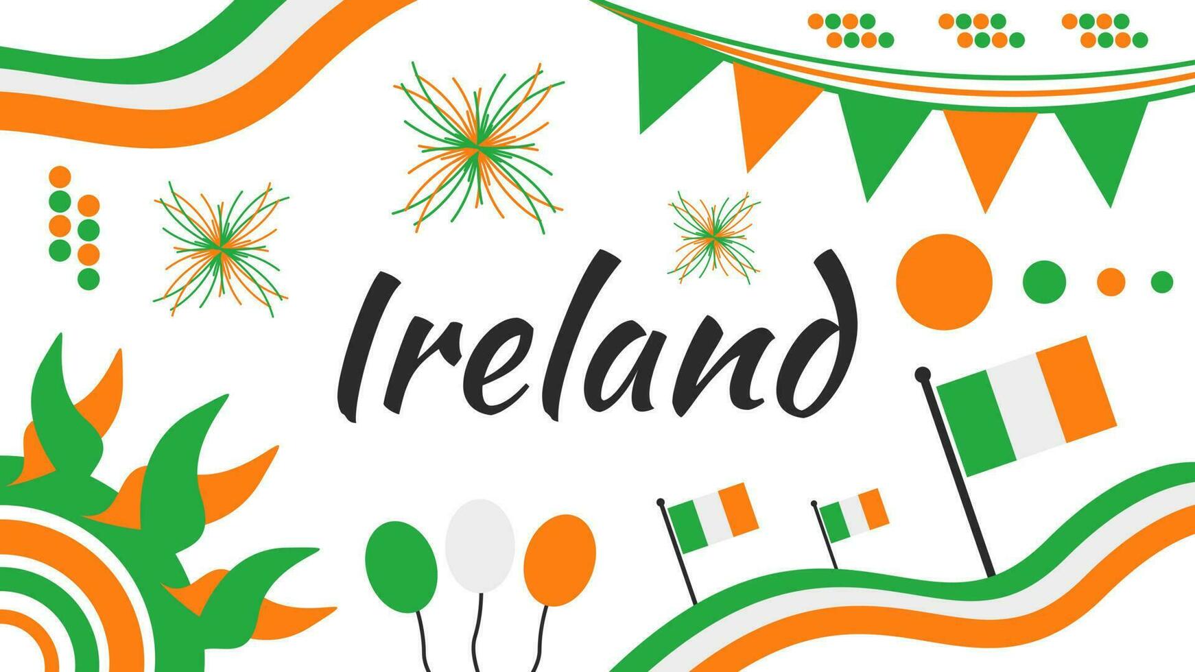 Ireland national day design. Irish flag theme graphic art background with green white and orange color vector