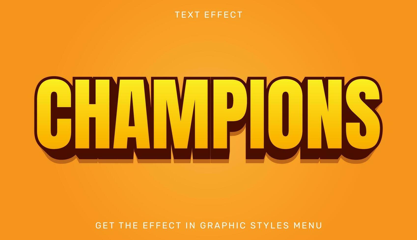 campeones editable texto efecto en 3d estilo vector