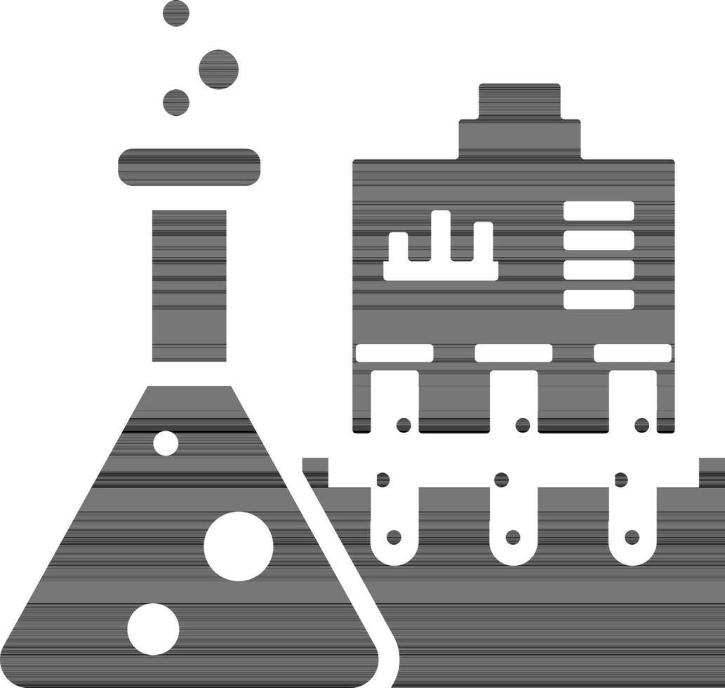 Beaker with test tube and data list icon. vector