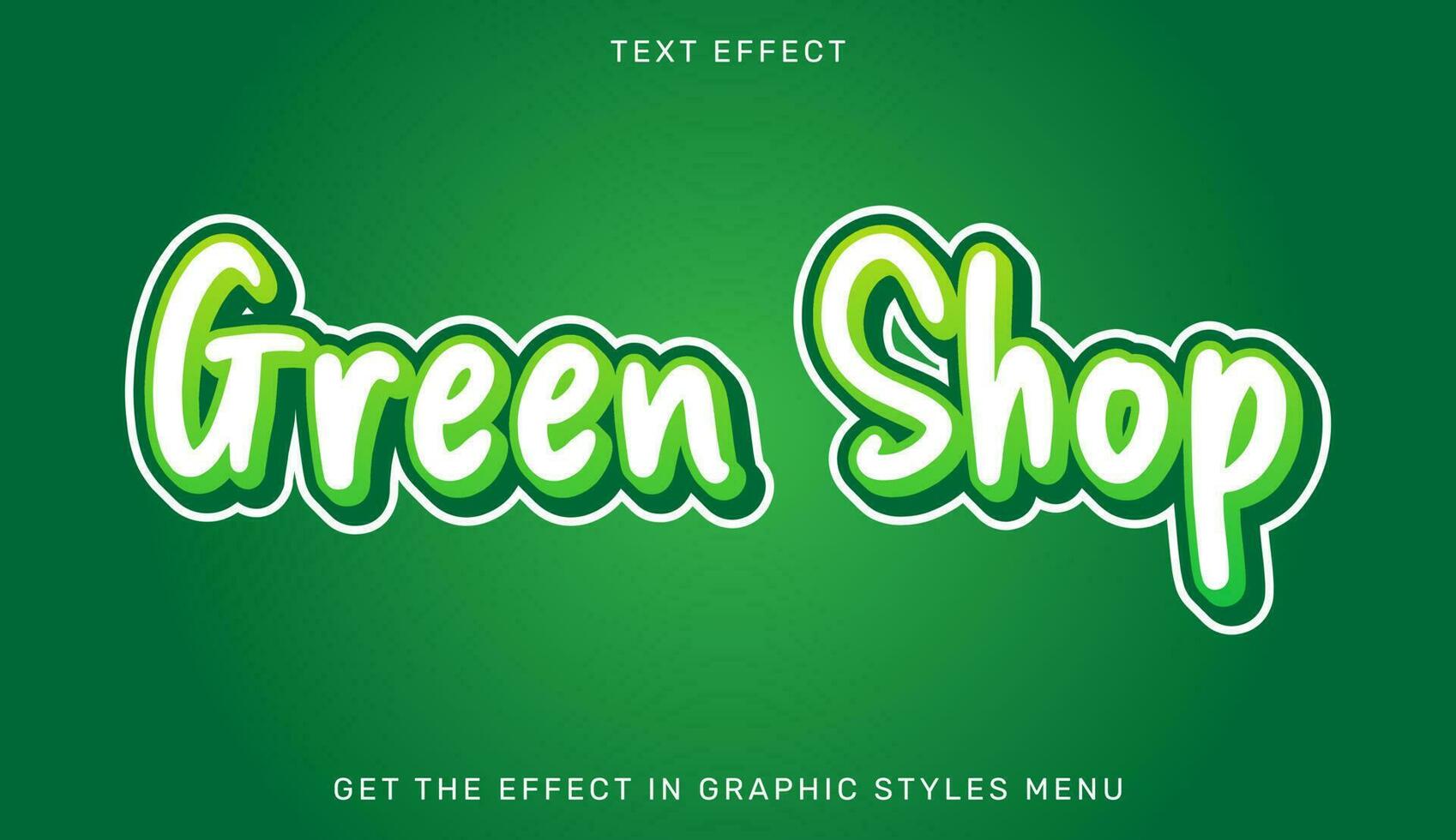 Green shop editable text effect in 3d style vector