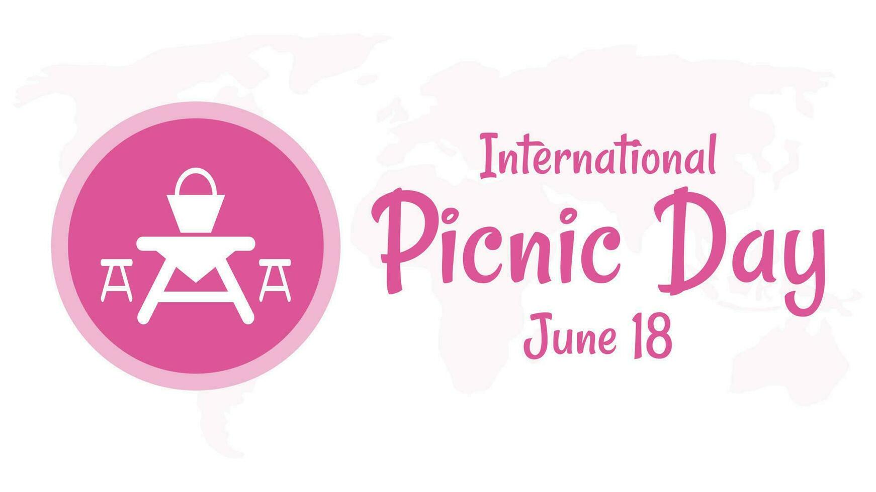 internacional picnic día con mesa y comida cesta icono en plano diseño y rosado color vector