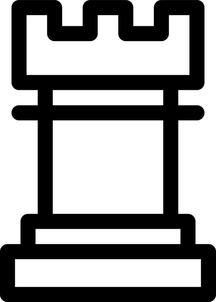 Chess rook icon in black line art icon. vector