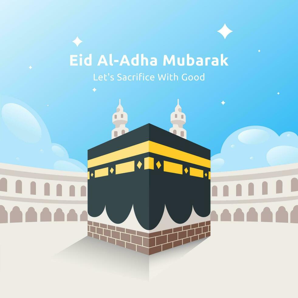 Social media template with illustration of kaaba vector