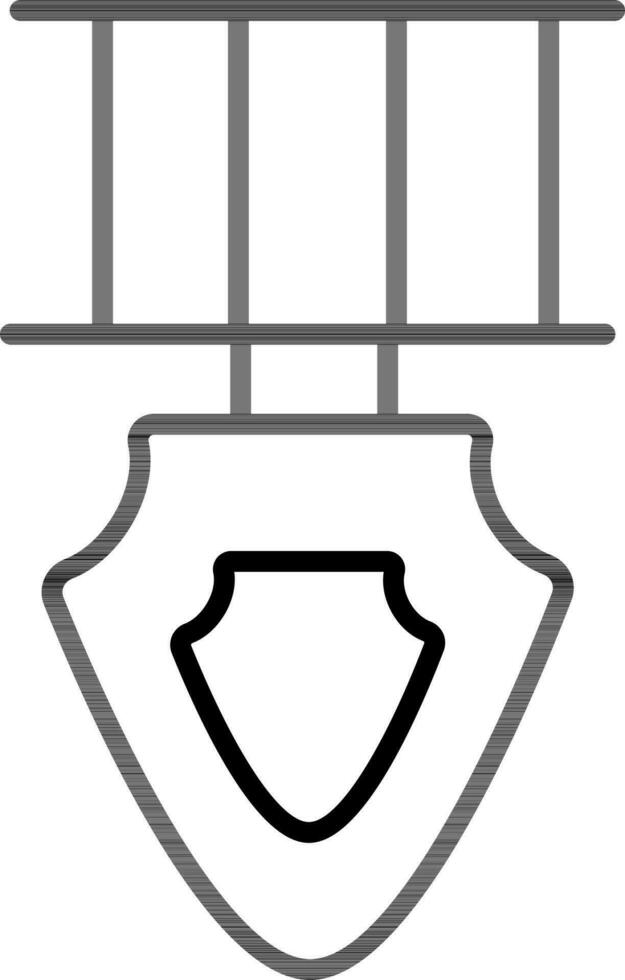 Shield medal icon in line art. vector