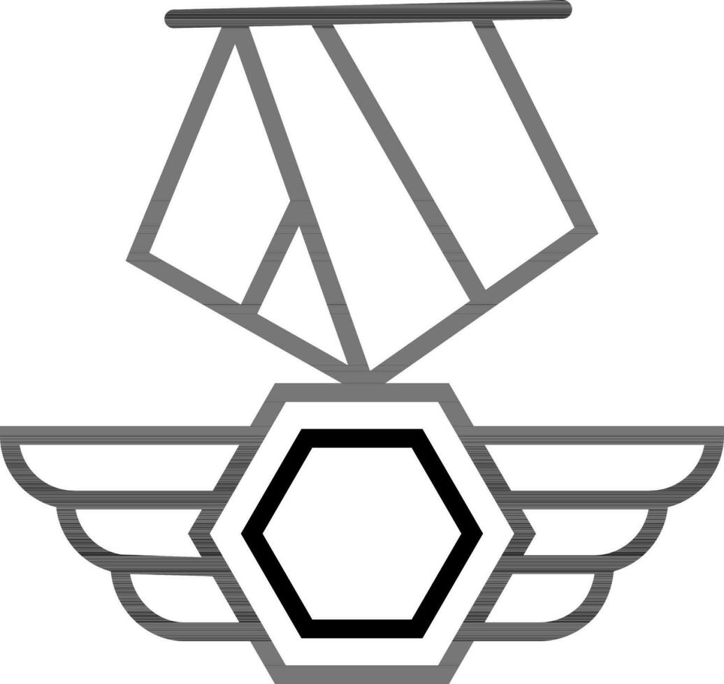 Line art illustration of pilot medal icon. vector