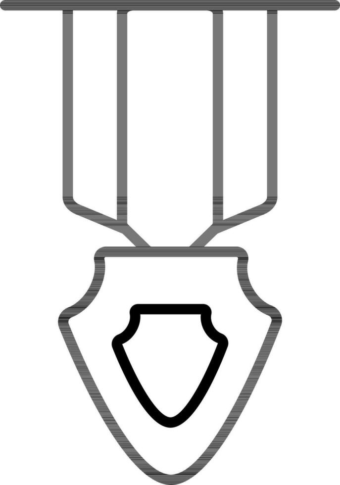 Shield shaped badge medal icon in line art. vector