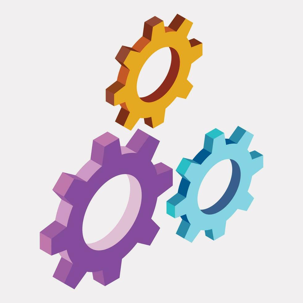Flat illustration of cogwheel or setting isometric element. vector