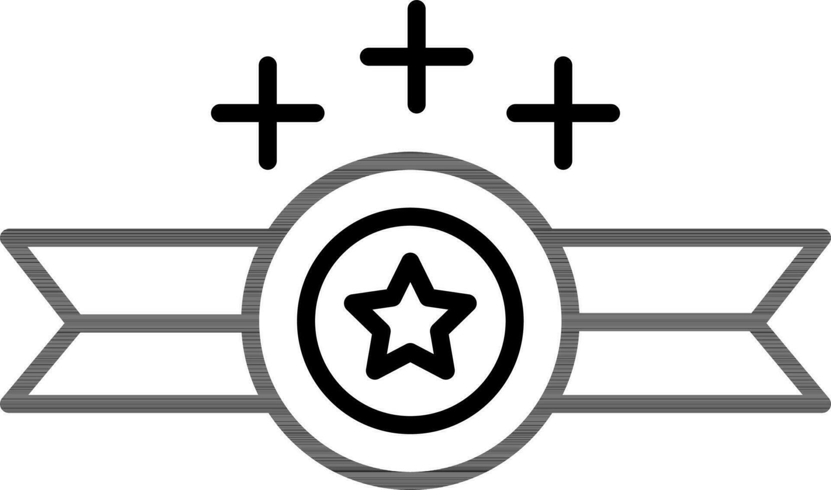 Star badge icon in thin line art. vector