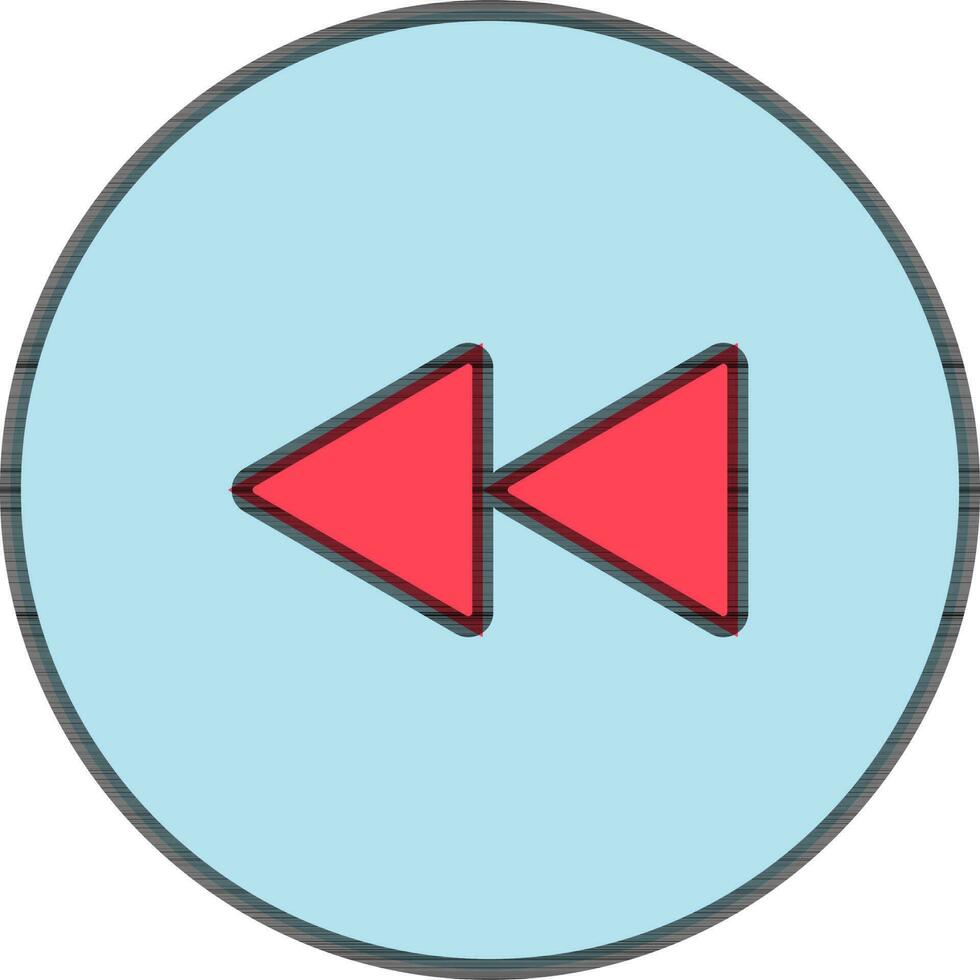 Backward Play Skip Button icon in blue and red color. vector