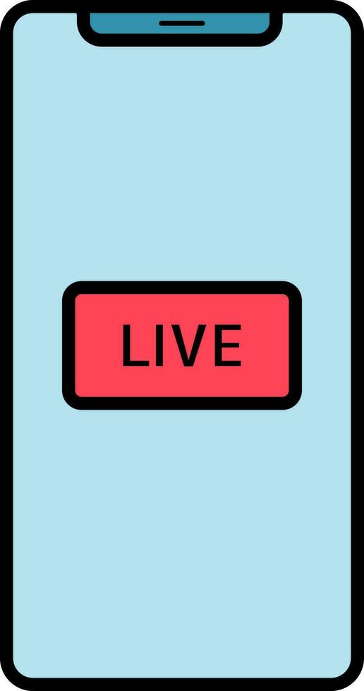 Live Telecast App in Smartphone icon in red and blue color. vector