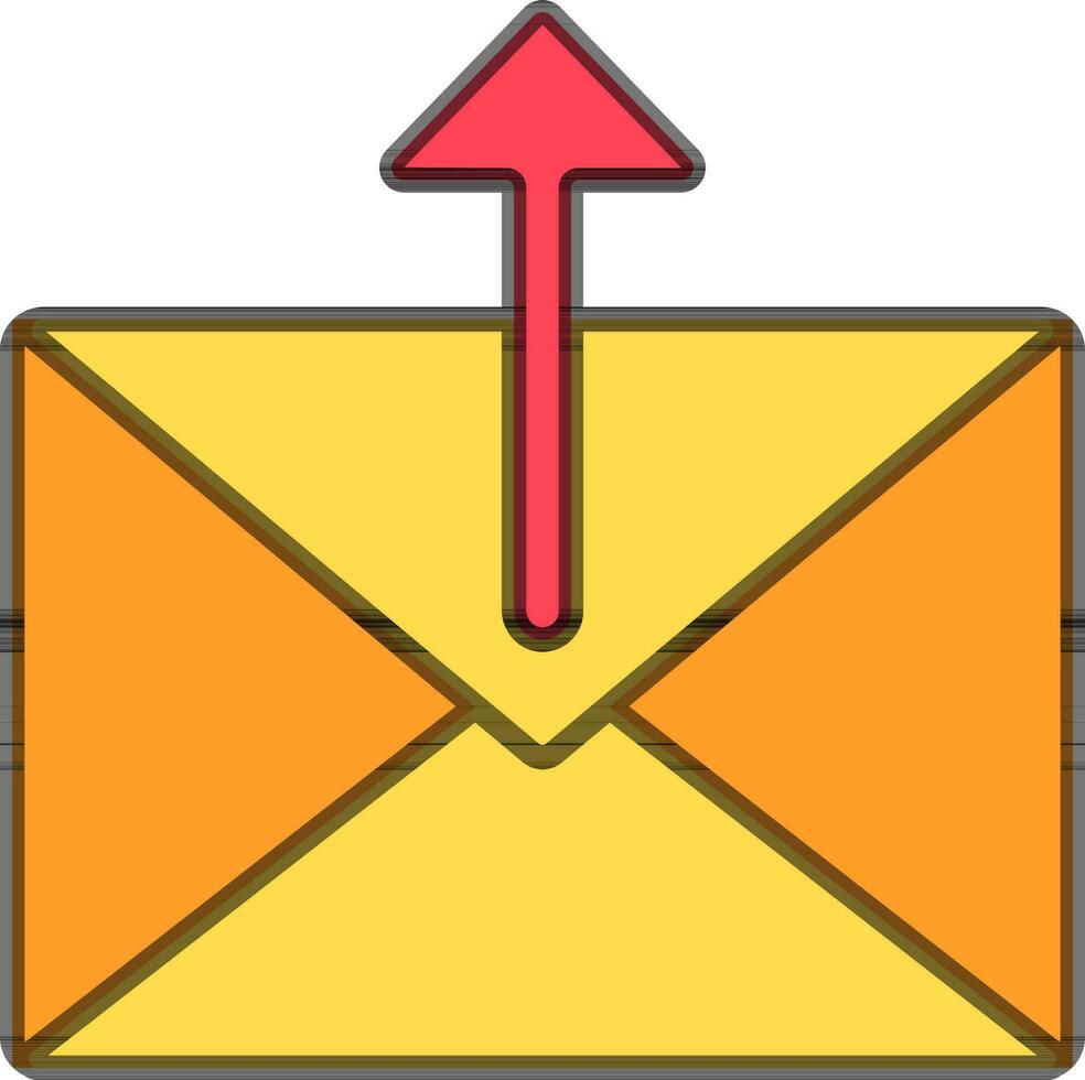 Email with Arrow icon in yellow and red color. vector