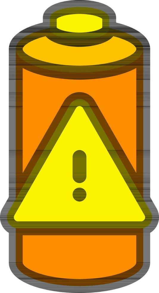 Battery Warning icon in yellow and orange color. vector