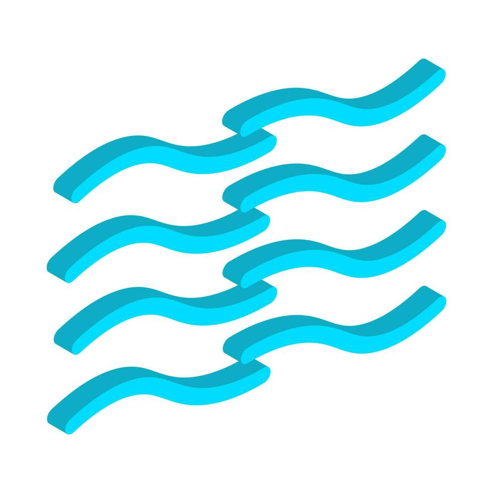 isométrica ola icono en azul color. vector