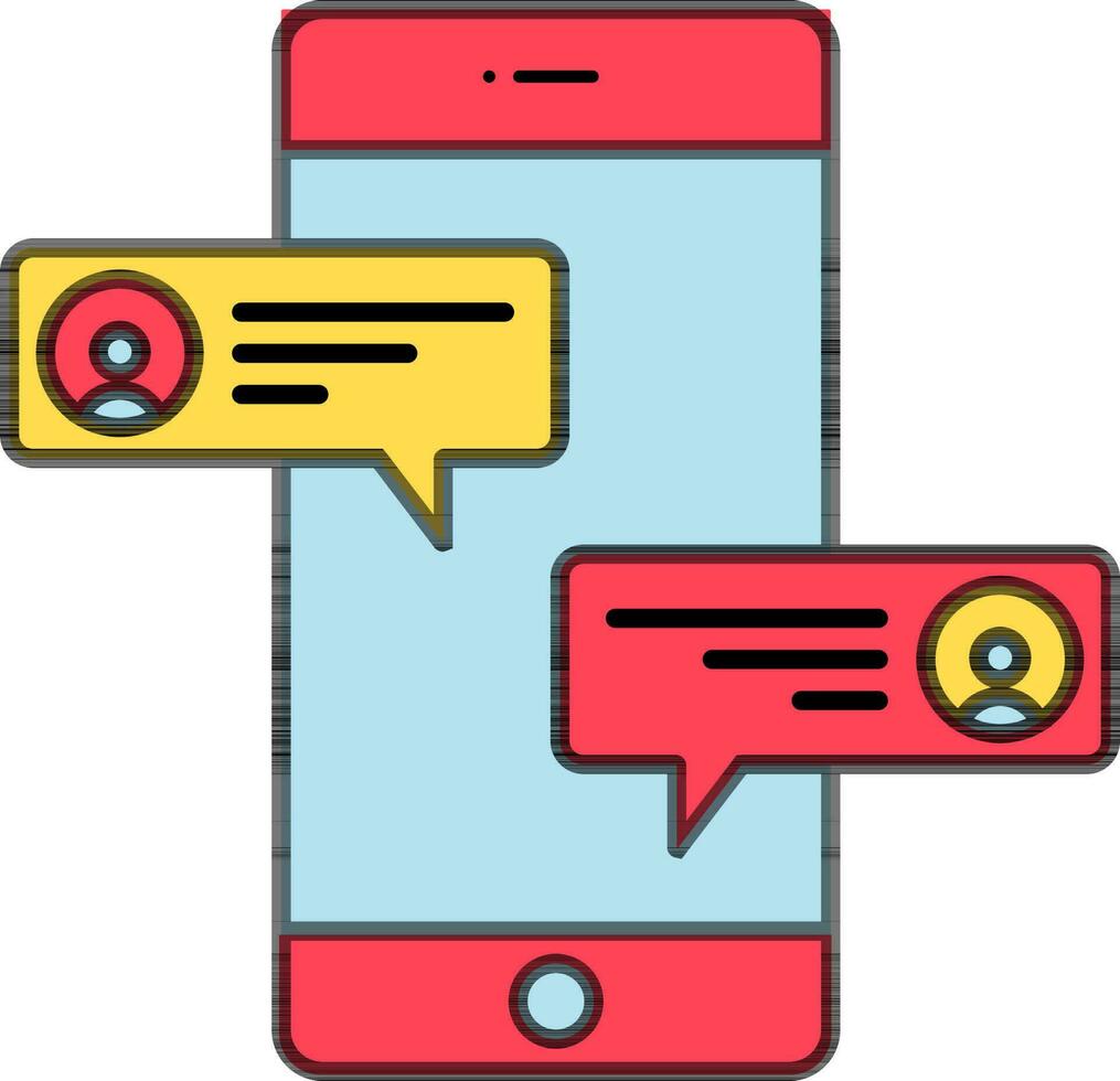 Online Chatting from Smartphone icon or symbol. vector