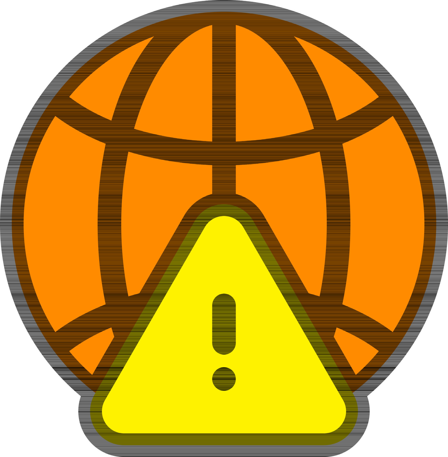 Globe with Warning icon or symbol in yellow and orange color. 24460380