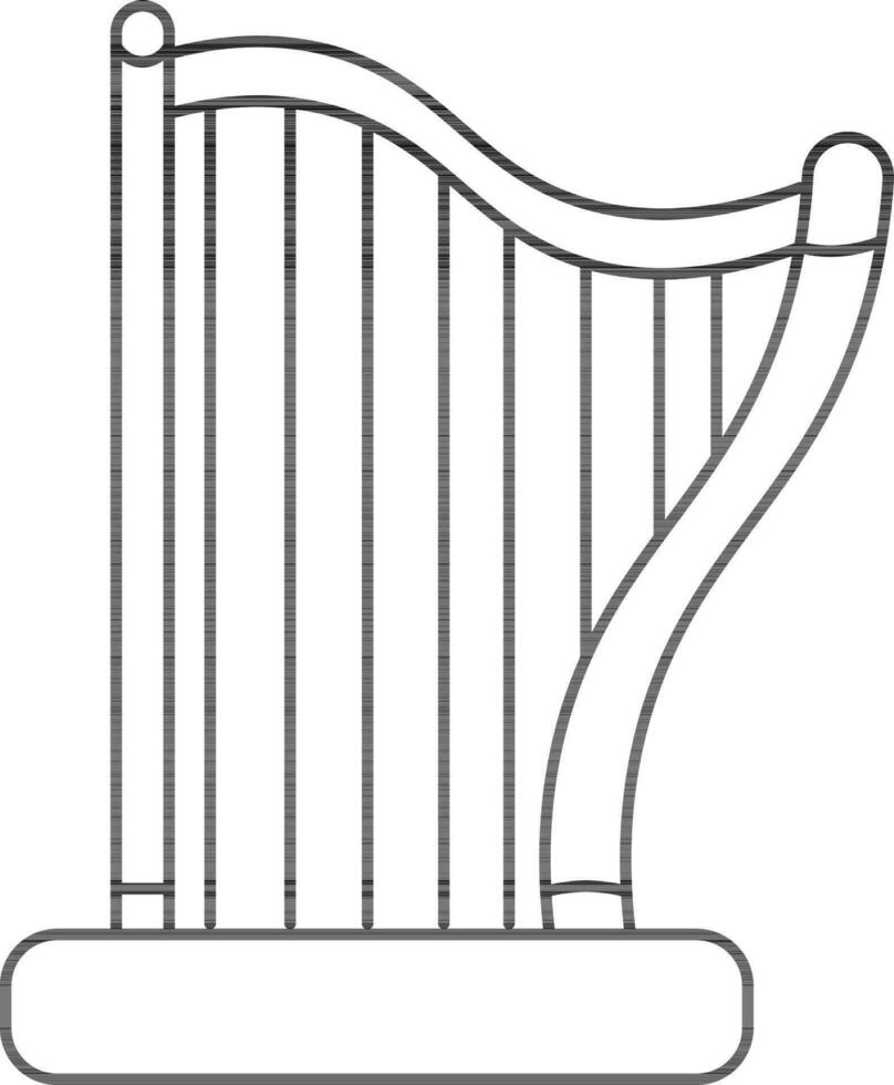 Black line art harp icon. vector