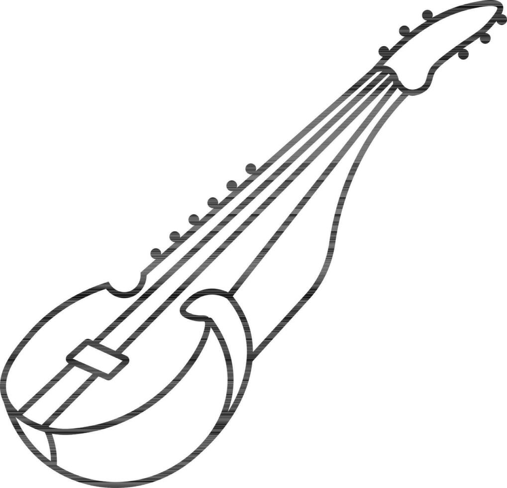 Sitar icon in black line art isolated. vector