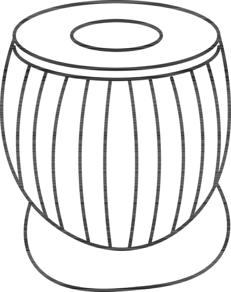 Black line art isolated tabla icon. vector