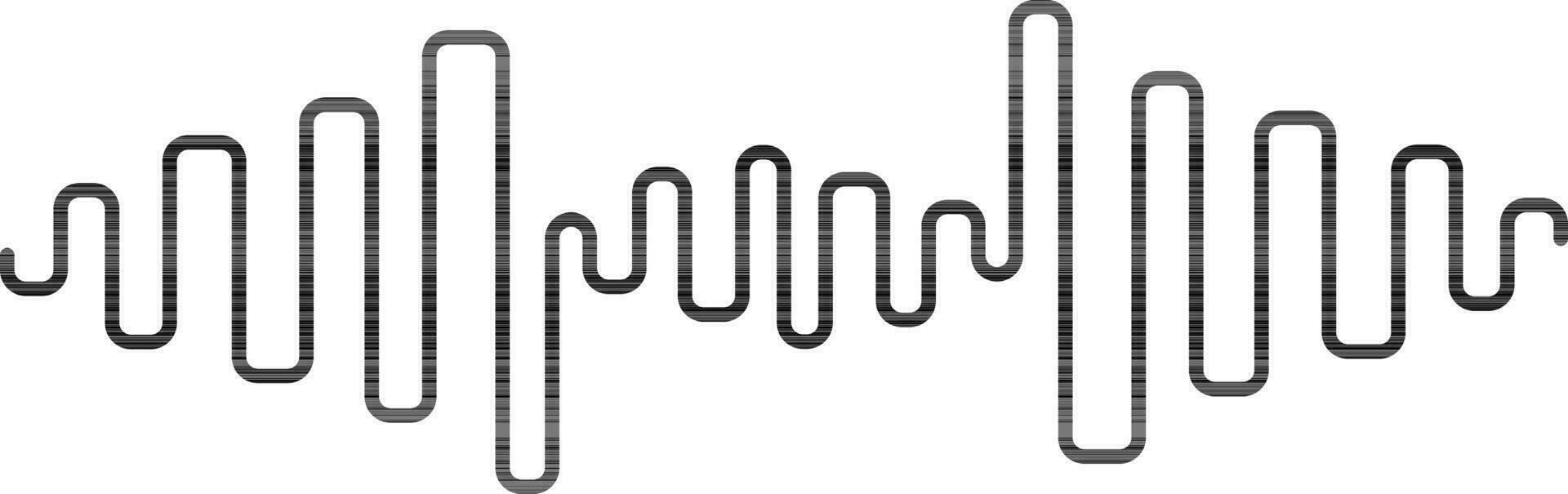 Frequency sound wave in black line art. vector