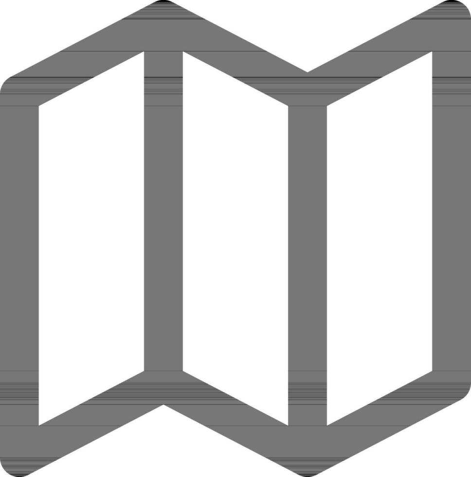 Map navigation icon in black line art. vector