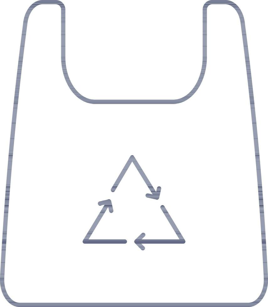 Recycle Bag Icon In Blue Line Art. vector