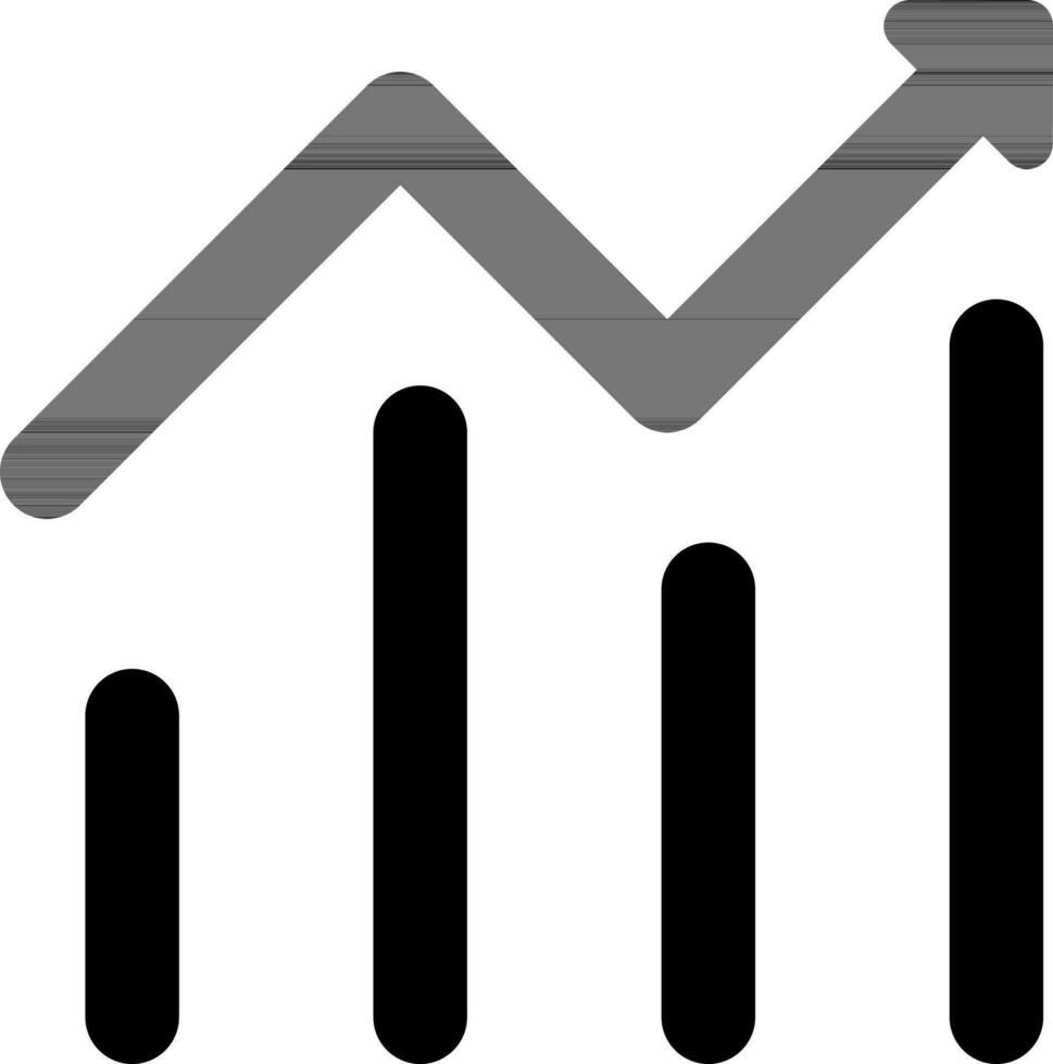 Line art growth bar graph icon. vector