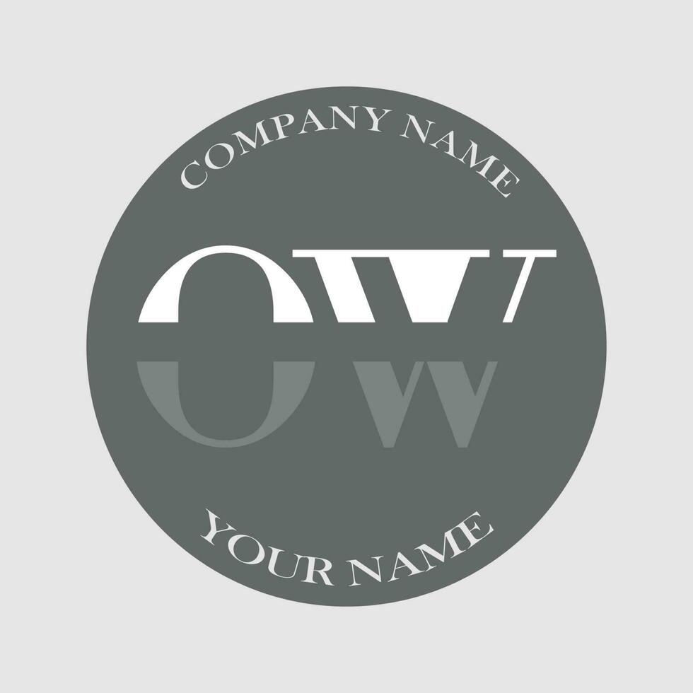 initial OW logo letter monogram luxury hand drawn vector