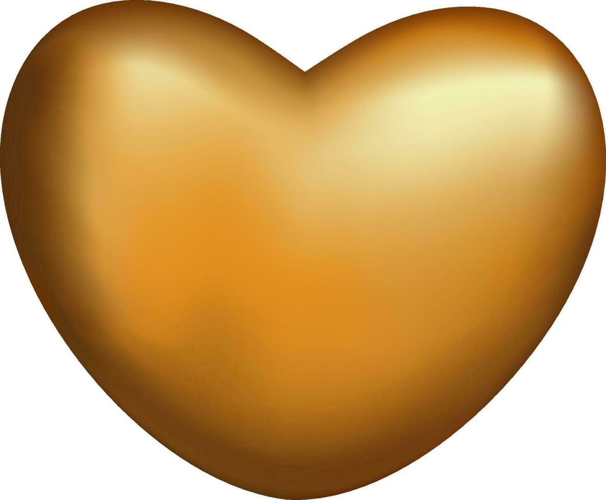 Glossy golden heart shape on white background. vector