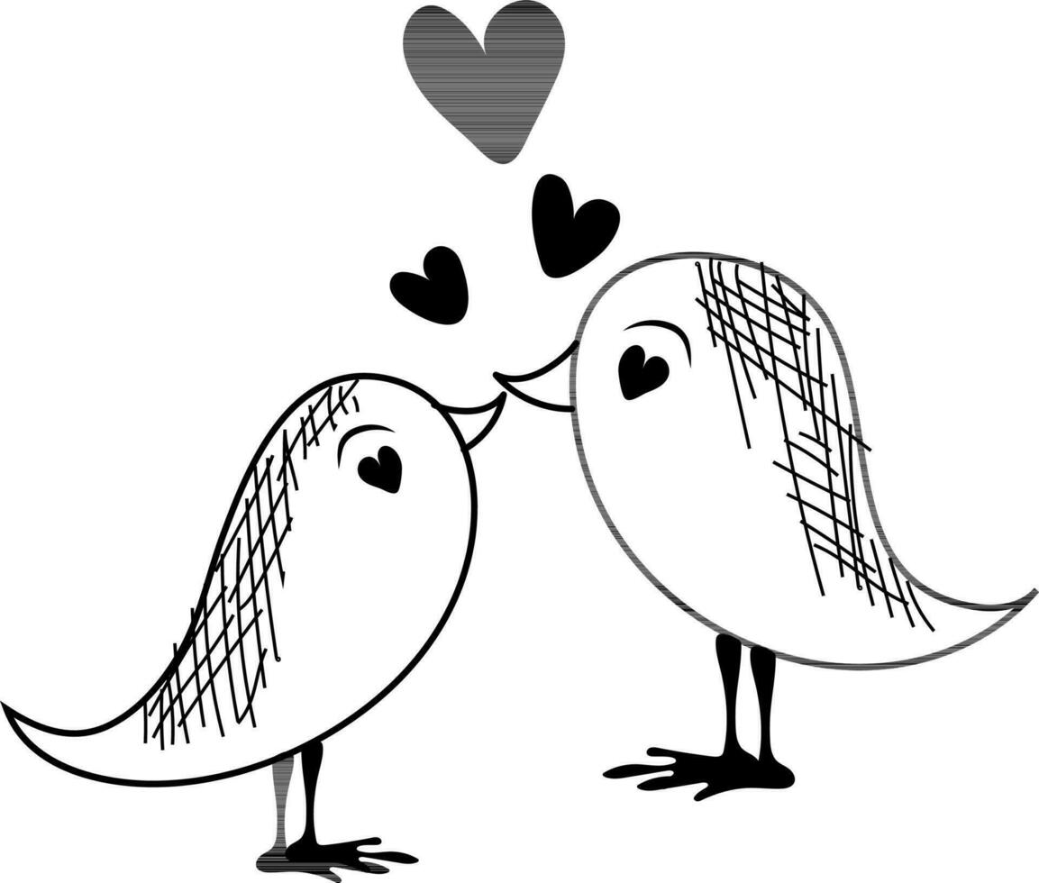 Pareja aves icono en mano dibujado estilo. vector