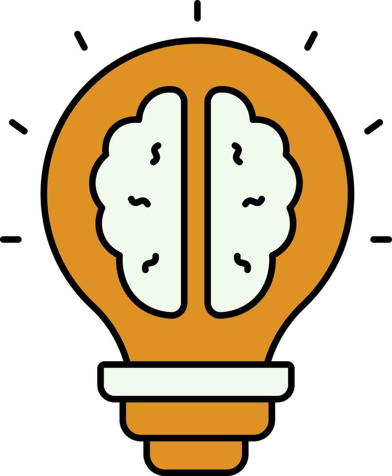 Bright Brain or Idea Icon in Yellow and White Color. vector