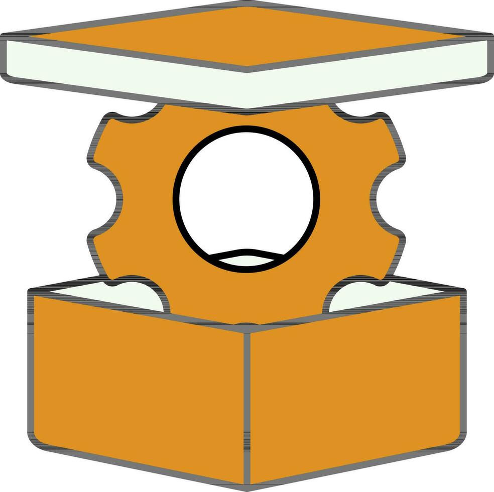 Illustration of Yellow Cogwheel in Open Box Icon. vector