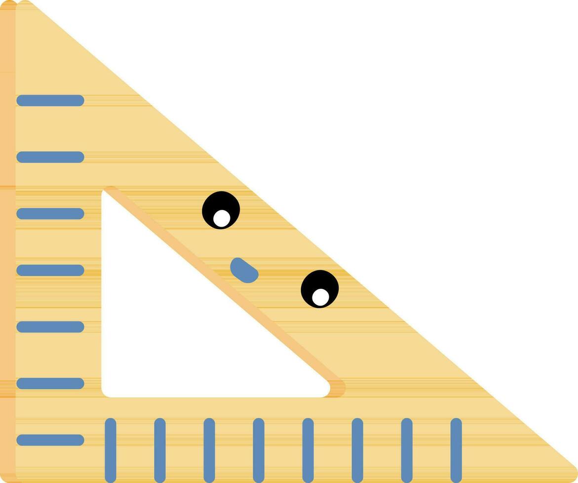 Smiley Face Triangle Ruler Icon In Blue And Yellow Color. vector