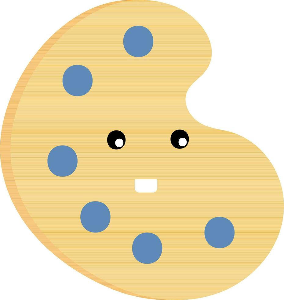 Cartoon Face Palette Icon In Blue And Yellow Color. vector