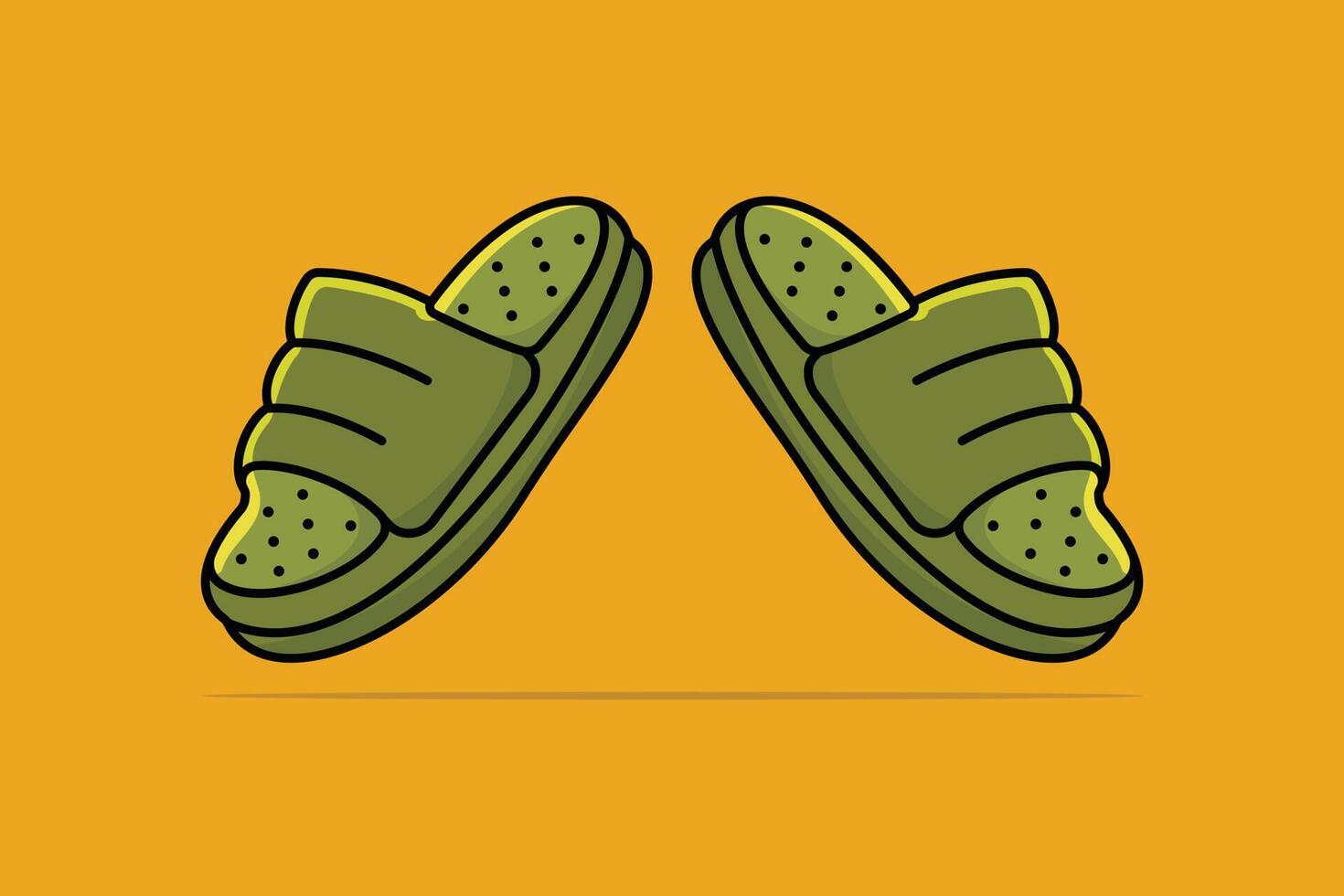 Men Slippers Shoes vector illustration. Men fashion object icon concept. Yellow flip flop, Flip flop icon, Slipper icon, Shoes, Outdoor shoes vector design.